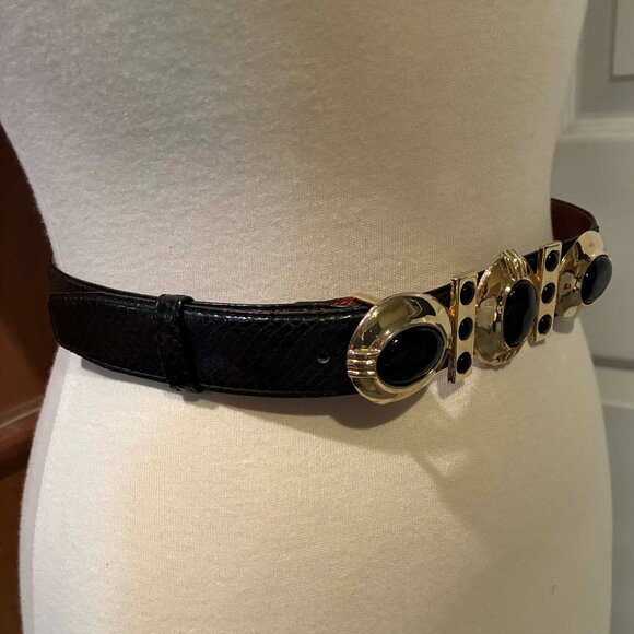 Vintage JANA 80s Snakeskin Black Belt Size Medium main image 4